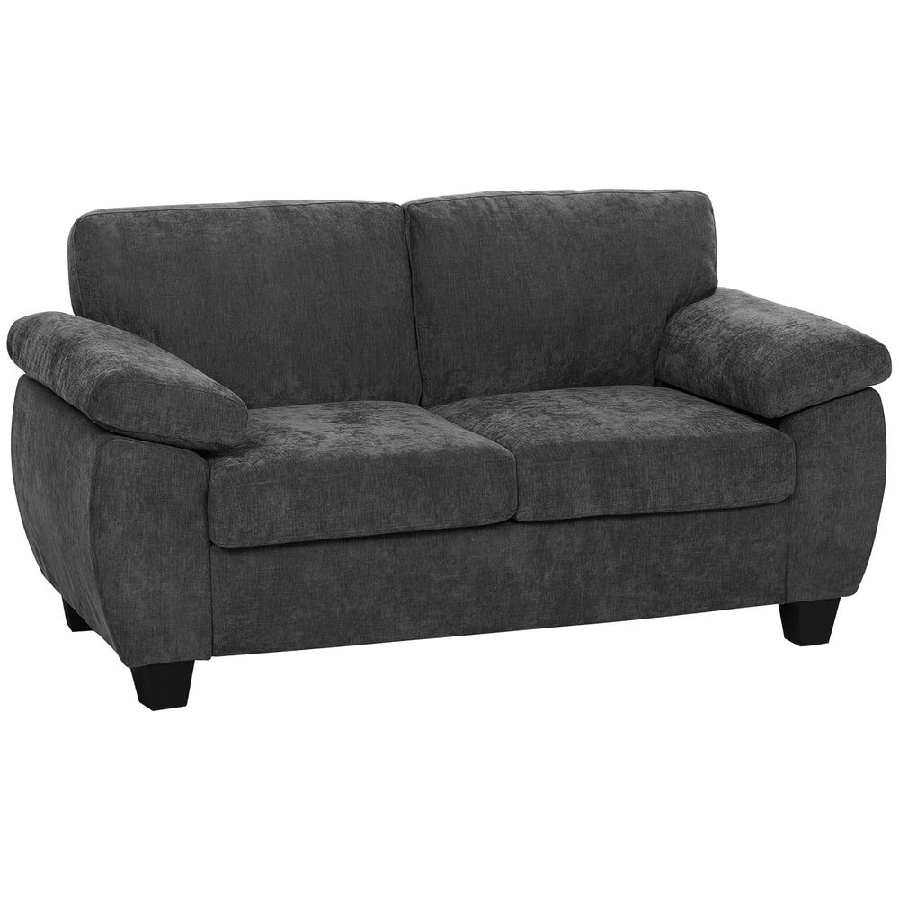 Sofa 2-Sitzer mit Federkernpolster für Wohnzimmer Chenille dunkelgrau