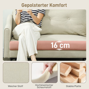 Sofa 2-Sitzer mit Stoffbezug und Polsterung für Wohnzimmer cremeweiss