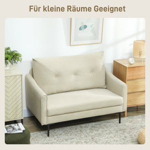 Sofa 2-Sitzer mit Stoffbezug und Polsterung für Wohnzimmer cremeweiss
