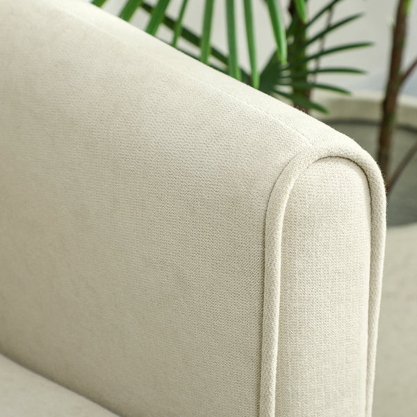 Sofa 2-Sitzer mit Stoffbezug und Polsterung für Wohnzimmer cremeweiss