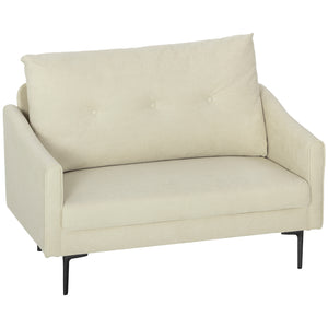 Sofa 2-Sitzer mit Stoffbezug und Polsterung für Wohnzimmer cremeweiss