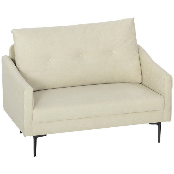 Sofa 2-Sitzer mit Stoffbezug und Polsterung für Wohnzimmer cremeweiss