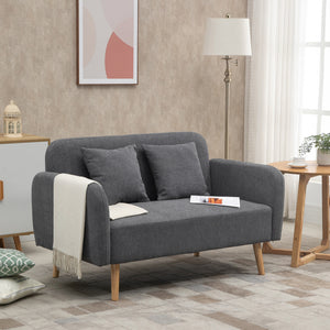 Sofa 2 Sitzer mit Kissen für Wohnzimmer und Schlafzimmer Samtoptik grau