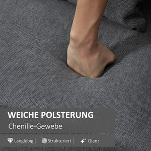 Sofa 2 Sitzer mit Kissen für Wohnzimmer und Schlafzimmer Samtoptik grau