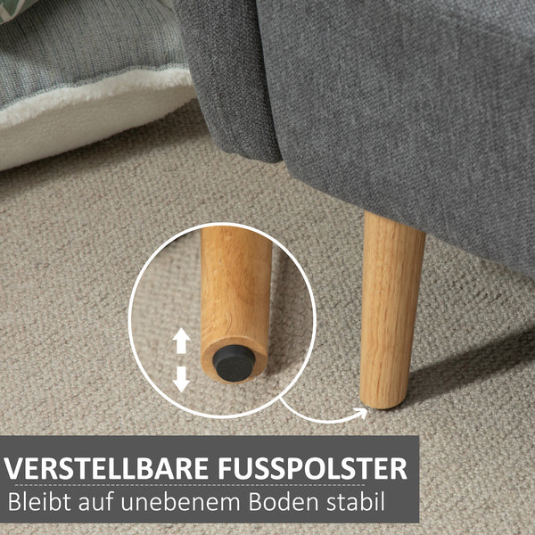 Sofa 2 Sitzer mit Kissen für Wohnzimmer und Schlafzimmer Samtoptik grau
