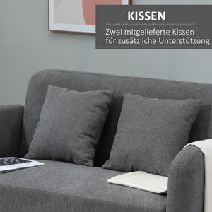 Sofa 2 Sitzer mit Kissen für Wohnzimmer und Schlafzimmer Samtoptik grau