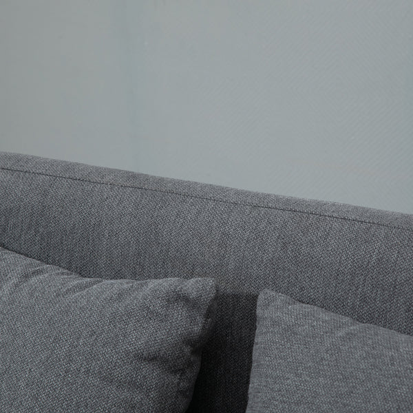Sofa 2 Sitzer mit Kissen für Wohnzimmer und Schlafzimmer Samtoptik grau