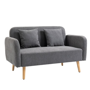 Sofa 2 Sitzer mit Kissen für Wohnzimmer und Schlafzimmer Samtoptik grau