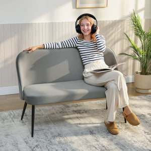 Sofa 2-Sitzer modern mit Samtbezug grau