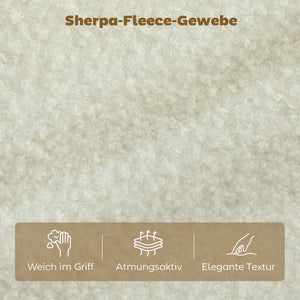 Sofa Couch 2-Sitzer klein für Wohnzimmer Sherpa-Fleece cremeweiss