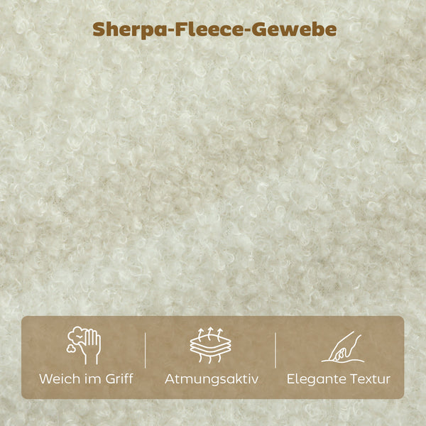 Sofa Couch 2-Sitzer klein für Wohnzimmer Sherpa-Fleece cremeweiss