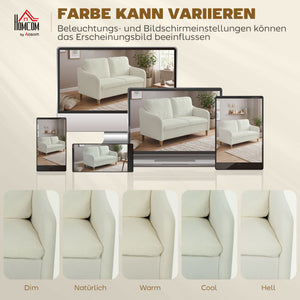 Sofa Couch 2-Sitzer klein für Wohnzimmer Sherpa-Fleece cremeweiss