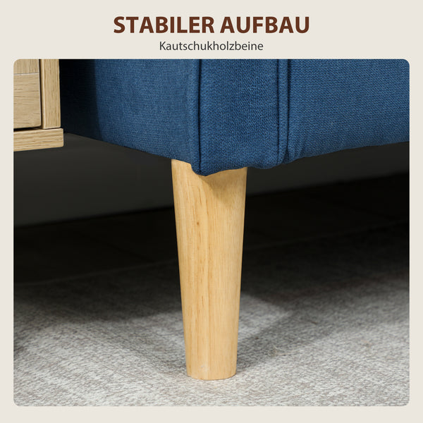Sofa 2-Sitzer mit Stauraum und Kissen blau