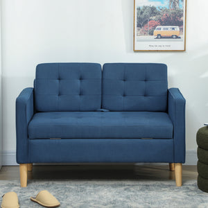 Sofa 2-Sitzer mit Stauraum und Kissen blau