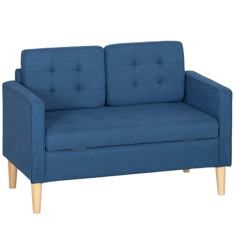 Sofa 2-Sitzer mit Stauraum und Kissen blau