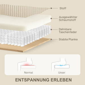 Sofa 3-Sitzer mit Kissen für Wohnzimmer Schlafzimmer Cord cremeweiss
