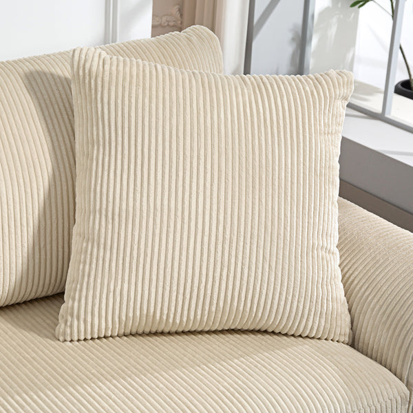 Sofa 3-Sitzer mit Kissen für Wohnzimmer Schlafzimmer Cord cremeweiss
