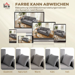 Sofa 3-Sitzer modern mit Federkern und Kissen Cord hellgrau