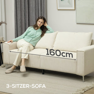 Sofa Polstersofa 3-Sitzer für Wohnzimmer und Schlafzimmer cremeweiss