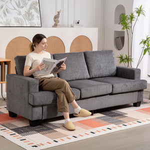 Sofa Polstersofa 3-Sitzer für Wohnzimmer aus Stoff grau