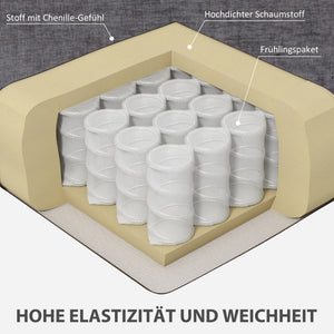 Sofa Polstersofa 3-Sitzer für Wohnzimmer aus Stoff grau