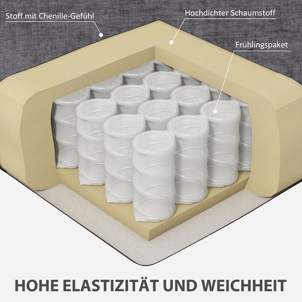 Sofa Polstersofa 3-Sitzer für Wohnzimmer aus Stoff grau
