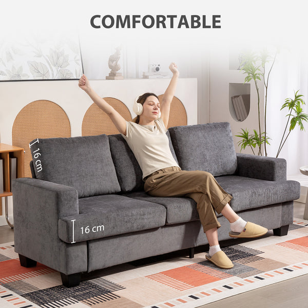 Sofa Polstersofa 3-Sitzer für Wohnzimmer aus Stoff grau