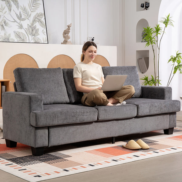 Sofa Polstersofa 3-Sitzer für Wohnzimmer aus Stoff grau