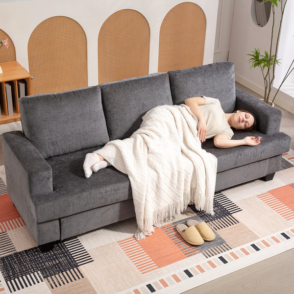 Sofa Polstersofa 3-Sitzer für Wohnzimmer aus Stoff grau