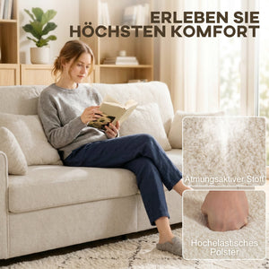Sofa 3-Sitzer mit Kissen für Wohnzimmer Samt beige