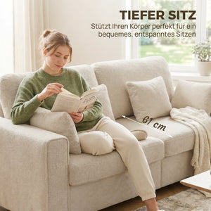 Sofa 3-Sitzer mit Kissen für Wohnzimmer Samt beige
