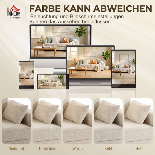 Sofa 3-Sitzer mit Kissen für Wohnzimmer Samt beige