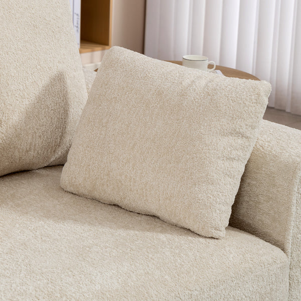 Sofa 3-Sitzer mit Kissen für Wohnzimmer Samt beige