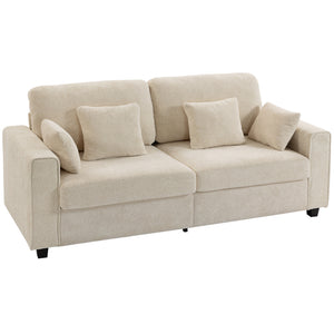 Sofa 3-Sitzer mit Kissen für Wohnzimmer Samt beige