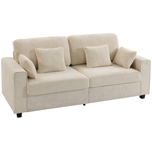 Sofa 3-Sitzer mit Kissen für Wohnzimmer Samt beige