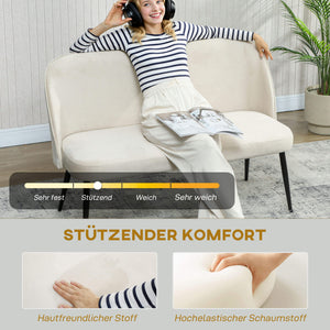 Sofa Couch 2-Sitzer modern für Wohnzimmer Samt beige