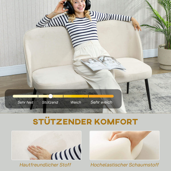 Sofa Couch 2-Sitzer modern für Wohnzimmer Samt beige