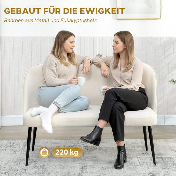 Sofa Couch 2-Sitzer modern für Wohnzimmer Samt beige