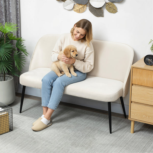 Sofa Couch 2-Sitzer modern für Wohnzimmer Samt beige