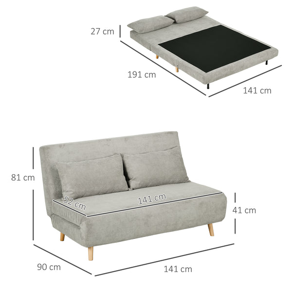 Sofa Gästebett Klappbett mit Rückenkissen 141x90x81cm Grau