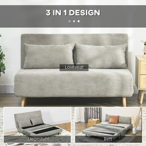 Sofa Gästebett Klappbett mit Rückenkissen 141x90x81cm Grau
