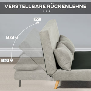 Sofa Gästebett Klappbett mit Rückenkissen 141x90x81cm Grau