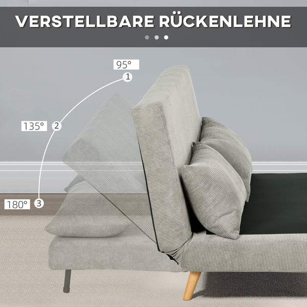 Sofa Gästebett Klappbett mit Rückenkissen 141x90x81cm Grau