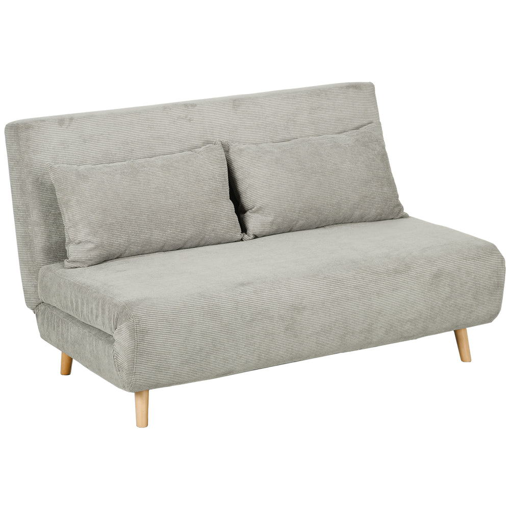 Divano, letto per gli ospiti, letto pieghevole con cuscini per lo schienale, 141x90x81cm, grigio