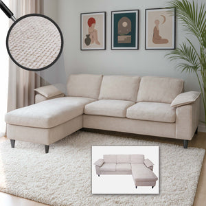 Sofa-Garnitur Ecksofa L-Form links/rechts 84x229x140cm beige