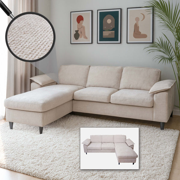 Sofa-Garnitur Ecksofa L-Form links/rechts 84x229x140cm beige