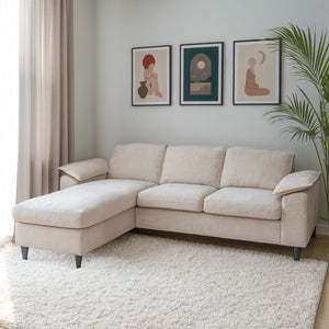 Sofa-Garnitur Ecksofa L-Form links/rechts 84x229x140cm beige