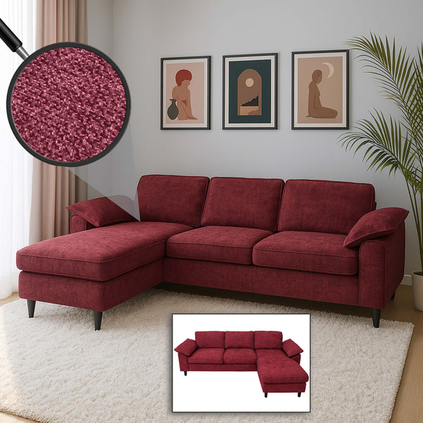 Sofa-Garnitur Ecksofa L-Form links/rechts 84x229x140cm bordeaux