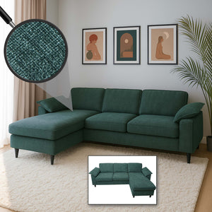 Sofa-Garnitur Ecksofa L-Form links/rechts 84x229x140cm grau-grün