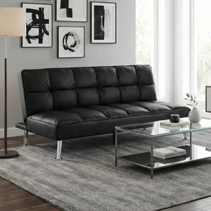 Sofa Klappsofa Schlafsofa Nosagfederung Liegefläche 181x107cm Kunstleder schwarz